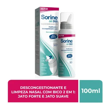 Sorine Jet DUO 0,9% Bico 2 em 1 Solução Nasal Spray Jato Contínuo 100ml