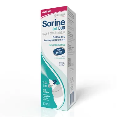 Sorine Jet DUO 0,9% Bico 2 em 1 Solução Nasal Spray Jato Contínuo 100ml