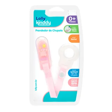 Prendedor de Chupeta Lolly Kinddy 0+ Meses Oceano Rosa 1 Unidade