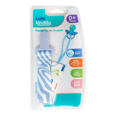 Prendedor de Chupeta Lolly Kinddy 0+ Meses Listrado Azul 1 Unidade
