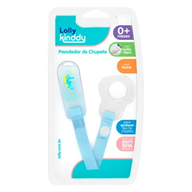 Prendedor de Chupeta Lolly Kinddy 0+ Meses Oceano Azul 1 Unidade