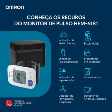 Aparelho de Press&atilde;o Omron Autom&aacute;tico Pulso HEM 6181 com 1 Unidade