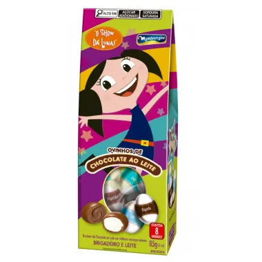 Ovinhos de Chocolate ao Leite Montev&eacute;rgine O Show da Luna Sabor Brigadeiro e Leite 85g