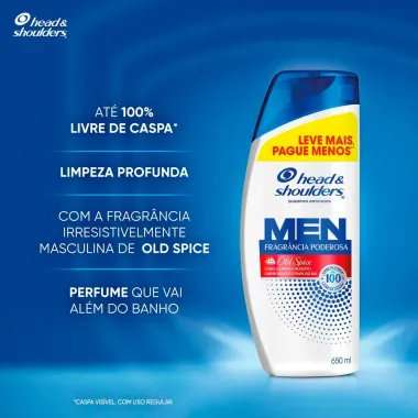 Shampoo Head & Shoulders Anticaspa Fragr&acirc;ncia Poderosa Old Spice 650ml