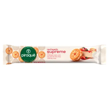 Biscoito Piraquê Recheado Supreme Sabor Cheesecake com Geleia de Frutas Vermelhas 80g