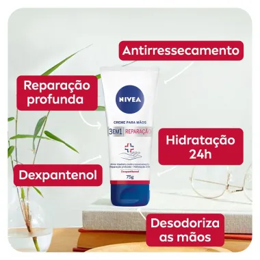 Creme para M&atilde;os Nivea 3 em 1 Repara&ccedil;&atilde;o 75g