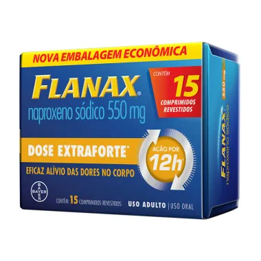 Flanax 550mg Bayer Analgésico Embalagem Econômica com 15 Comprimidos