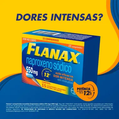 Flanax 550mg Bayer Analgésico Embalagem Econômica com 15 Comprimidos