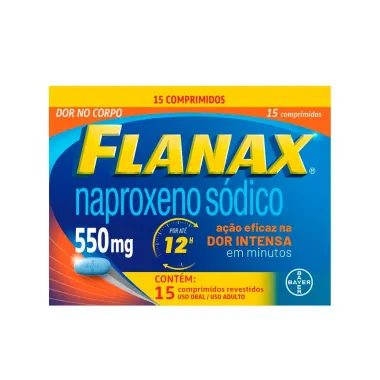 Flanax 550mg Bayer Analgésico Embalagem Econômica com 15 Comprimidos