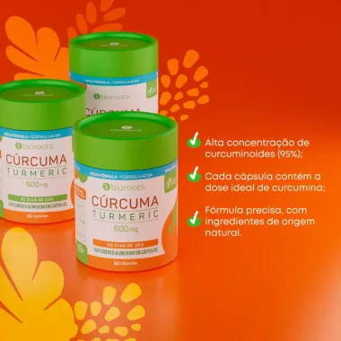 Cúrcuma Turmeric 600mg com 60 Cápsulas