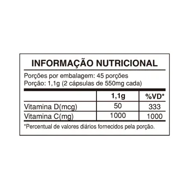 Vitamina D3 2.000UI + Vitamina C 1g Health Labs 90 C&aacute;psulas