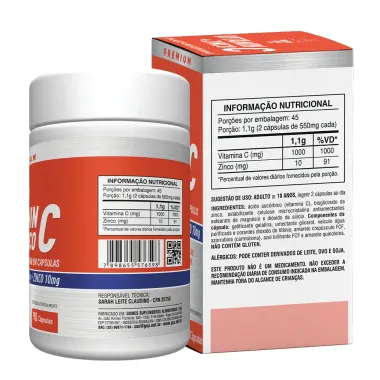 Vitamin C + Zinco  Health Labs 90 C&aacute;psulas