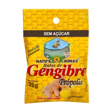 Balas de Gengibre e Própolis Natu's Minas Sem Açúcar 28g