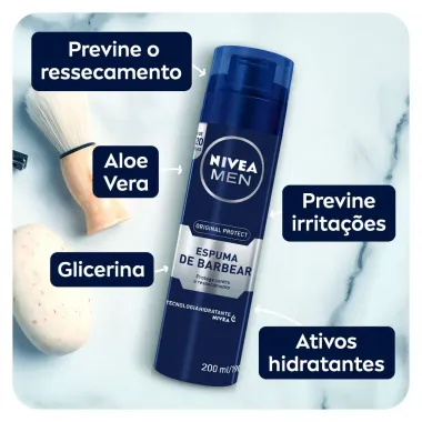 Espuma de Barbear Nivea Men Original Protect 200ml