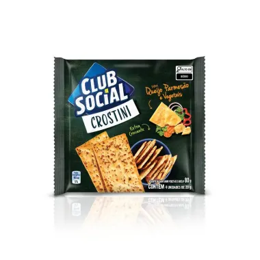 Biscoito Salgado Club Social Crostini Queijo Parmesão e Vegetais 80g