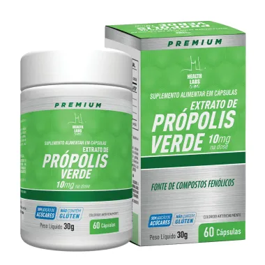 Extrato de Pr&oacute;polis Verde Health Labs com 60 C&aacute;psulas