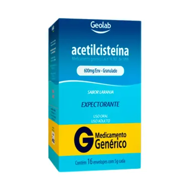 Acetilcisteína 600mg Geolab Genérico com 16 Envelopes de 5g cada