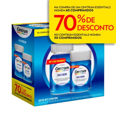 Centrum Homem Essentials 60 Comprimidos Ganhe 70% de Desconto no Centrum Homem 30 Comprimidos