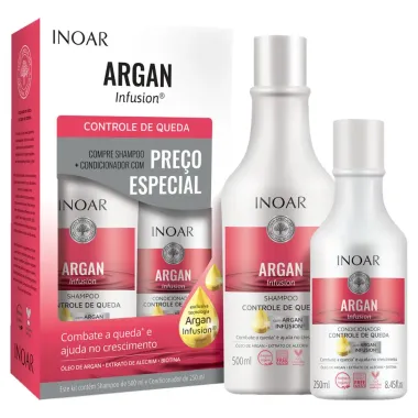 Inoar Argan Infusion Controle de Queda Kit Shampoo 500ml e Condicionador 250ml