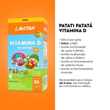 Lavitan Vitamina D Infantil Sabor Limão Gotas 30ml