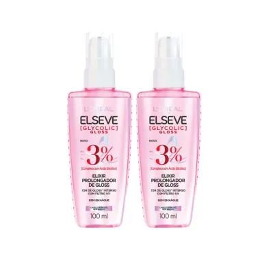 Kit 2 Sérum Elseve Glycolic Gloss L'oréal Paris Elixir Prolongador de Gloss 100ml