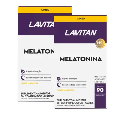 Kit 2 Lavitan Melatonina Sabor Maracujá com 90 Comprimidos Mastigáveis