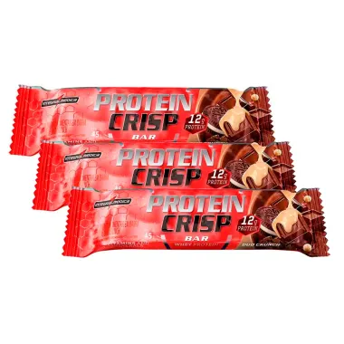 Kit 3 Barra Protein Crisp Bar 12g de Proteína Duo Crunch 45g