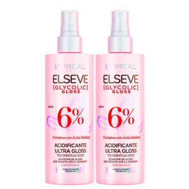 Kit 2 Acidificante Ultra Gloss Elseve Gycolic Gloss 6% com 200ml