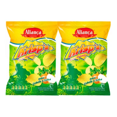 Kit 2 Batata Aliança Krisps Ondulada Cebola e Salsa 50g