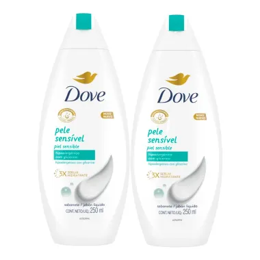 Kit 2 Sabonete L&iacute;quido Dove Pele Sens&iacute;vel 250ml