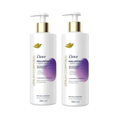 Kit 2 Sérum Corporal Dove Hialurônico Dermo Renovador Pele Seca e Extra Seca 380ml