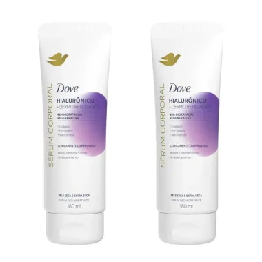Kit 2 Sérum Corporal Dove Hialurônico Dermo Renovador Pele Seca e Extra Seca 180ml