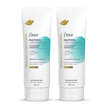 Kit 2 Sérum Corporal Dove Pantenol Dermo Reparador Pele Sensível e Seca Sem Perfume 180ml