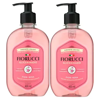 Kit 2 Sabonete Líquido Fiorucci Glicerinado Vegetal Fiori Rosa 400ml