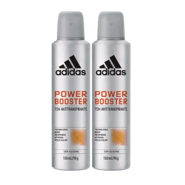 Kit 2 Desodorante Adidas Power Booster Sem Silicone Masculino Spray 150ml