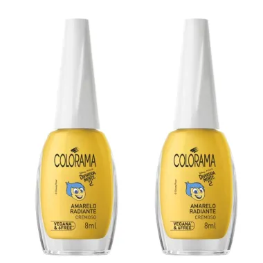 Kit 2 Esmalte Colorama Cremoso Divertamente 2 Amarelo Radiante Vegana & 6Free 8ml