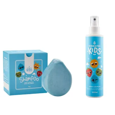 Kit Shampoo em Barra Hidratei Kids para Todos os Tipos de Cabelo 70g e Leave In Hidratei Kids Spray 200ml