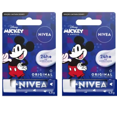 Kit 2 Hidratante Labial Nivea Original Care Mickey e Amigos Edição Limitada Disney 4,8g