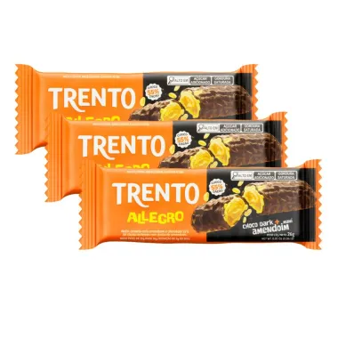 Kit 3 Chocolate Trento Allegro Choco Dark com Amendoim 26g