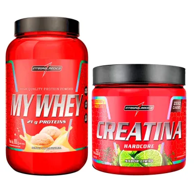 Kit My Whey 21g de Prote&iacute;na Sabor Baunilha 900g e Creatina Sabor Lim&atilde;o Integralmedica 350g