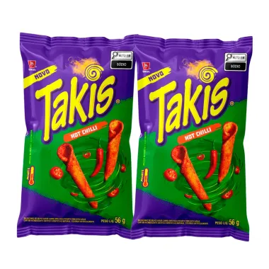 Kit 2 Salgadinho de Milho Takis Hot Chilli Picante 56g