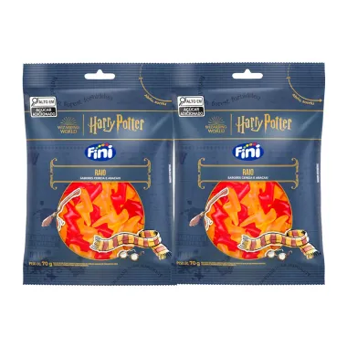 Kit 2 Balas de Gelatina Fini Harry Potter Raio Sabor Cereja e Abacaxi 70g