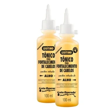 Kit 2 Tônico Gota Dourada para Fortalecimento de Cabelos com Extrato de Alho 100ml