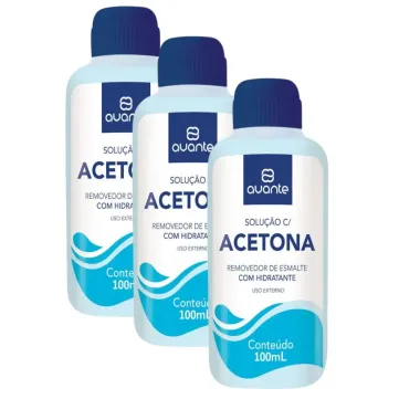 Kit 3 Acetona Avante Removedor de Esmalte com Hidratante 100ml