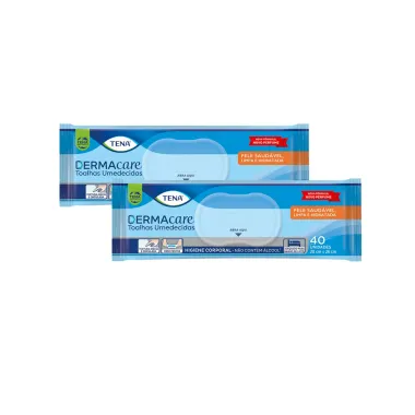 Kit 2 Toalhas Umedecidas Tena Dermacare 40 Unidades
