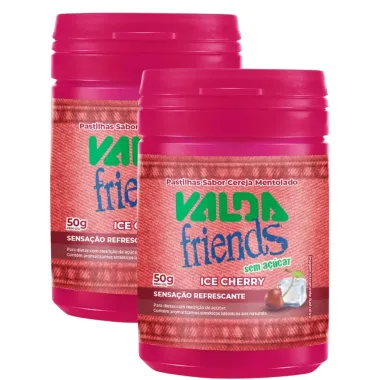 Kit 2 Pastilha Valda Friends Ice Cherry Zero Açúcar Pote 50g