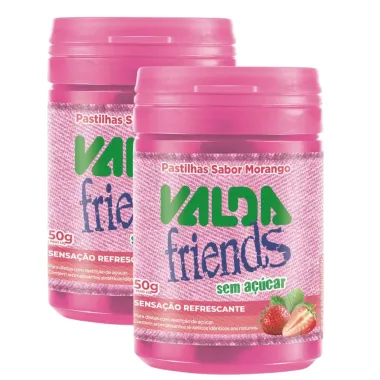Kit 2 Pastilhas Valda Friends Sabor Morango 50g