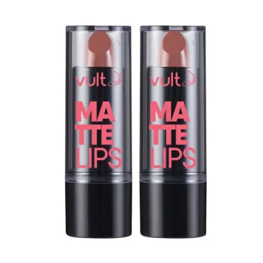 Kit 2 Batom Vult Marrom Castanho Matte Lips 3,8g