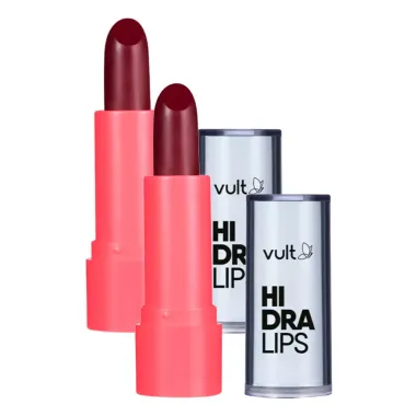 Kit 2 Batom Vult Cremoso Vinho Intenso Hidra Lips 3,6g