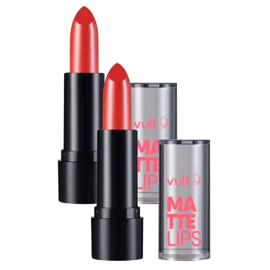 Kit 2 Batom Vult Vermelho Carmim Matte Lips 3,6g